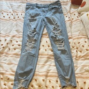 American Eagle Outfitters Light Blue Distressed Skinny Jeans